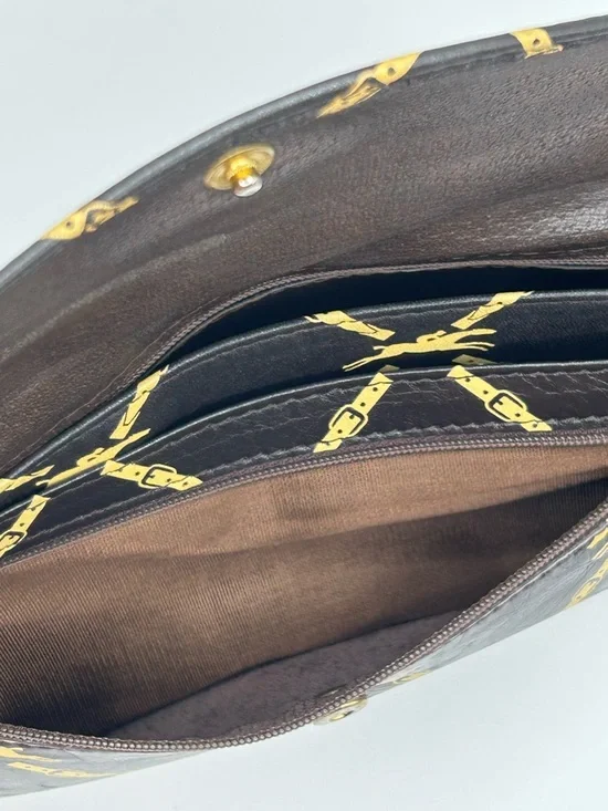 Longchamp Brown & Gold Leather Clutch - Picture 9 of 11